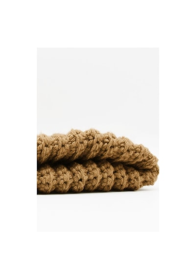 Külah Kadın Deve Tüyü El Örgüsü Mohair Yün Bere - Standart Camel