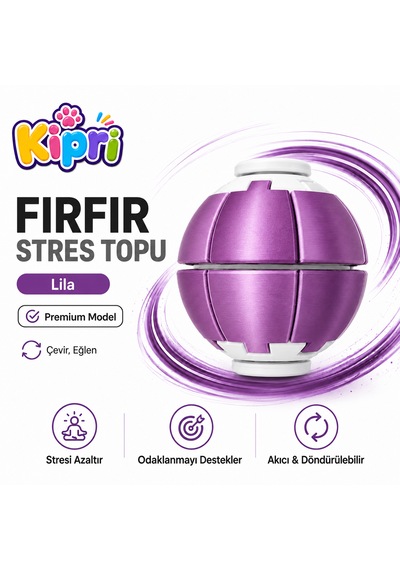 Spinner Ball Rulmanlı Fırfır Stres Topu Bas-çevir 3d Baskı Fidget Oyuncak Lila