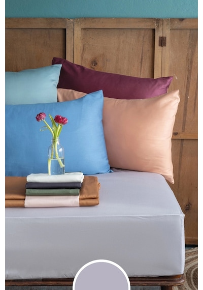 Simply İce Grey Pamuk Saten Fitted Set 180 200/50 70