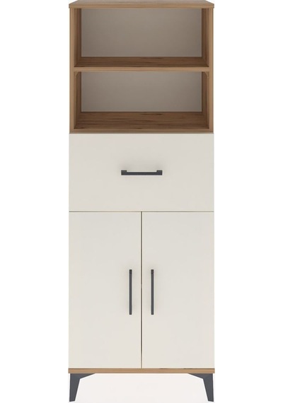 Arges Dolap 3 Raflı Tek Çekmeceli 2 Kapaklı 60x30x163 Çam-aytaşı Çam
