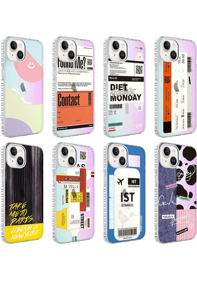 Apple Uyumlu  iPhone 13 Kilif Airbag Kenarli Renkli Desenli Silikon Zore 560168069