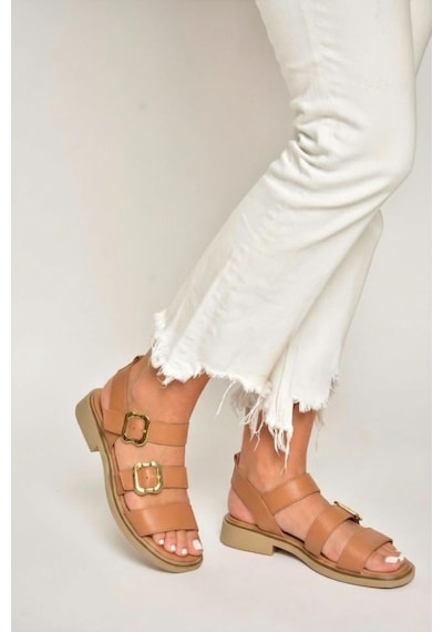 Fox Shoes Y291594203 Taba Hakiki Deri Sandalet