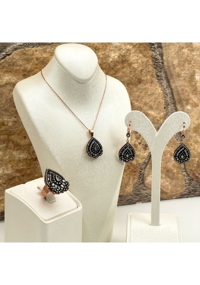 Elmas Montür Rosegold Özel Üretim Gümüş Set Takım - Lvrset07 Rose Gold