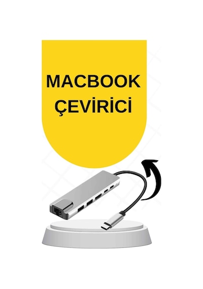 Macbook Pro/air Uyumlu Usb Type-c 8 In 1 Hub Dönüştürücü Çevirici Çoklayıcı Usb Hdmı Micro Sd 8 Girişli Çok Renkli