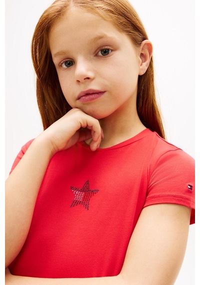 Tommy Hilfiger Kız Çocuk Tişört Kg0kg09097 Kırmızı