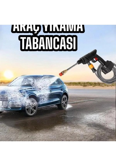 Bataryalı Bahçe Ve Araba Yıkama Tabancası 15.000mah Hazneli Su Basınçlı Oto Temizlik Seti