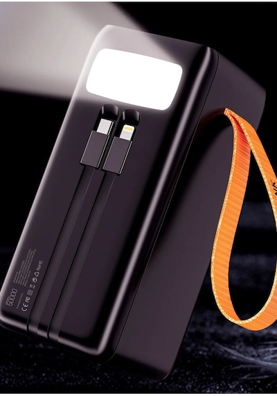 50.000 Mah Powerbank 50000 Powerbank Hızlı Şarj Pd Kablolu Fenerli Type C Renkli