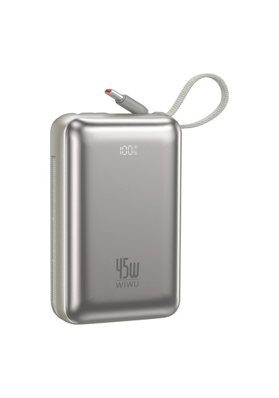Wiwu As-182 Samsung Uyumlu Galaxy Pro Max Serisi Type-c Lightning Çıkışlı Powerbank Pd 45w 20000mah Gümüş