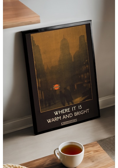 Underground Siyah Ahşap Çerçeveli Poster, Dekoratif Seyahat Duvar Tablosu