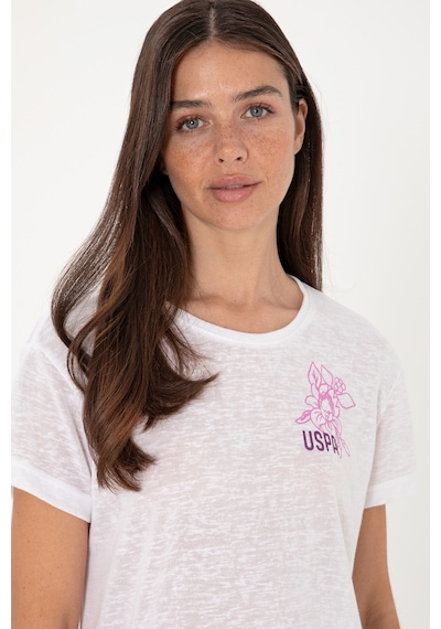 U.S. Polo Assn. Kadın Beyaz Bisiklet Yaka Tişört 50299755-VR013