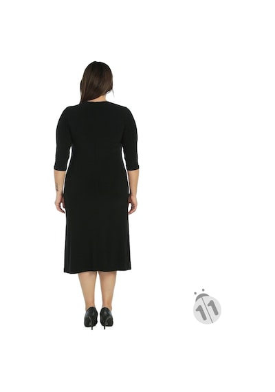 4089S-Nidya Moda Büyük Beden Işli Sandy Elbise Siyah