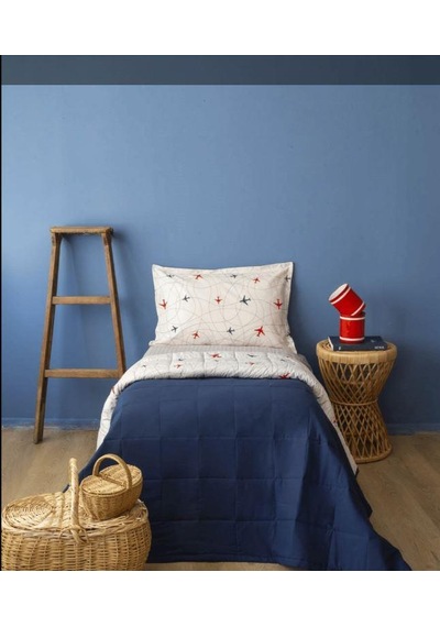 Apricitas Home Plane Tek Kişilik Yatak Örtülü Set Ap83t00010034 Lacivert