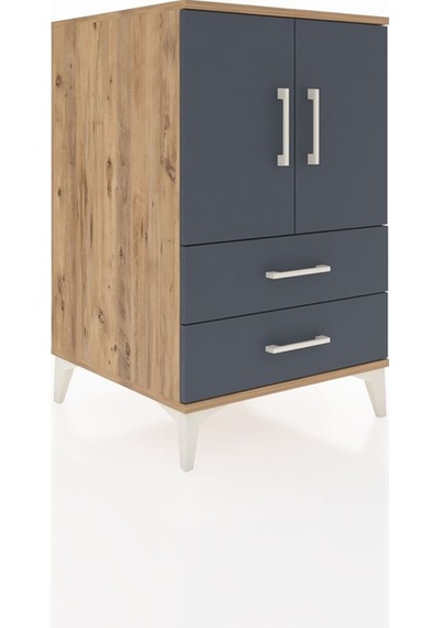 Kronos Komodin 2 Raflı 2 Çekmeceli 2 Kapaklı 60x59x96 Çam-ant... Çam