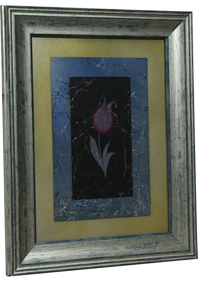 E38 El İşçiliği Pembe Desenli Lale Ebru Tablo 38 31 Cm-6461