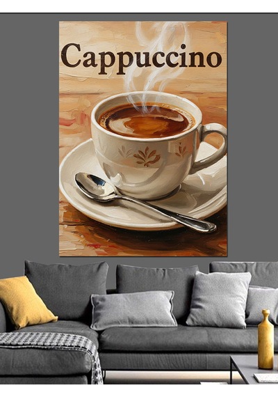 Ahşap Tablo Cappuccino Yazılı Kahve Fincanı