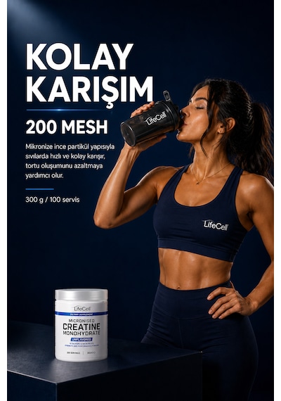 Creatıne Monohydrate 300 G 200 Mesh Mikronize Aromasız Kreatin 3000 Mg