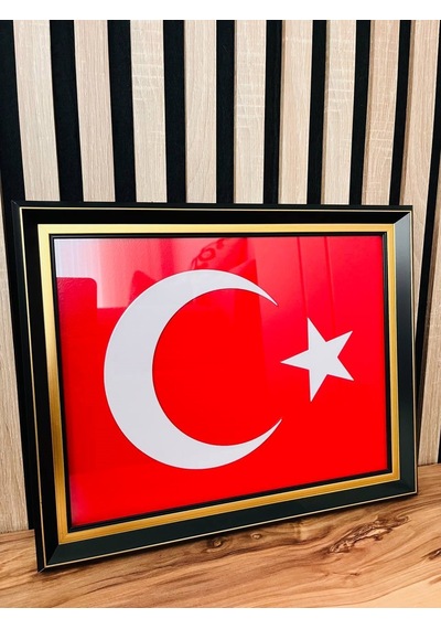 Lüks Çerçeveli El Yapımı Türk Bayrağı Makam Ve Ofis Hediyesi