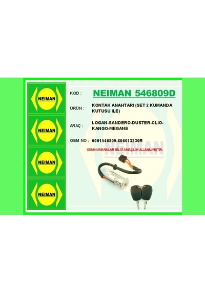 Kontak - 962 - Anahtarı Logan-sandero-duster-clıo-go-megane Set 2 Kumanda - Csmo-tex - Kutusu Ile Çok Renkli