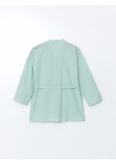Lcw Comfort Yeşil Kaçık Yaka Oversize Poplin Kadın Bluz