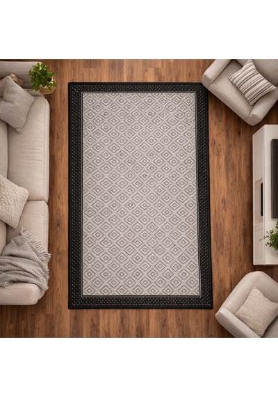 Mess Modern Dekoratif Yumuşak Dokulu Sisal Halı 3946 Antrasit Siyah Çok Renkli