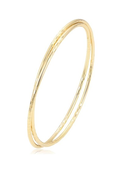 İkili İnce Dokulu Minimalist 14 Ayar Altın Rengi Kaplama Halka Kadın Bilezik Gold