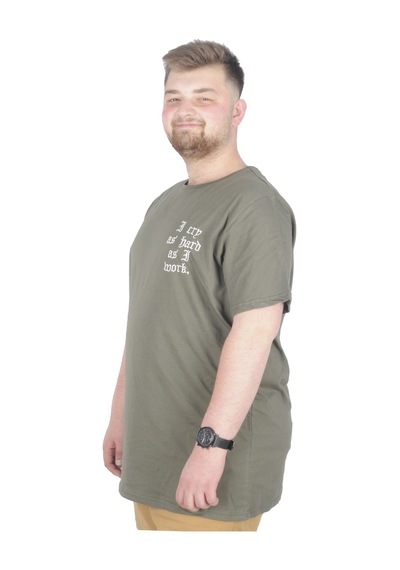 Mode Xl Büyük Beden T-Shirt Bisiklet Yaka Work 22179 Haki 001 Mode Xl Büyük Beden T-Shirt Bisiklet Yaka Work 22179 Haki 001