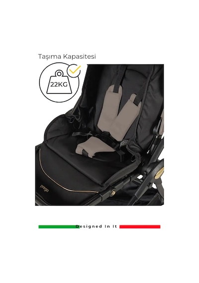 Prego Toronto Plus 2232 Çift Yönlü Katlanabilen Travel Sistem Bebek Arabası 22 Kg Taşıma Kapasitesi Kahve
