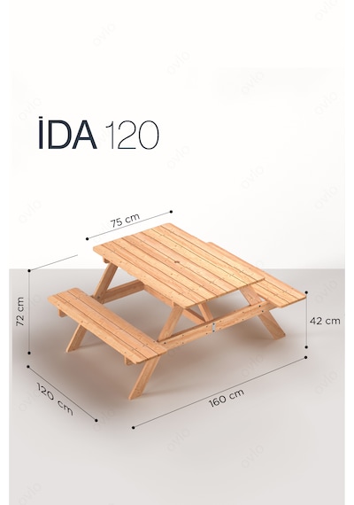 Ahşap Oturma Masası İda 120 4 Kişilik Sade Ve Konforlu Tasarım Teak