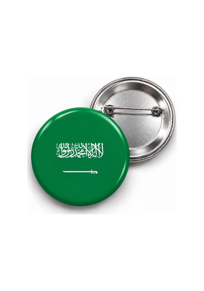 Suudi Arabistan Bayrağı - 58mm Rozet Çok Renkli