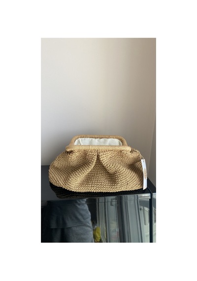 Hasır El Örmesi Portföy Çanta Büyük Boy 30x25 Cm Astarlı