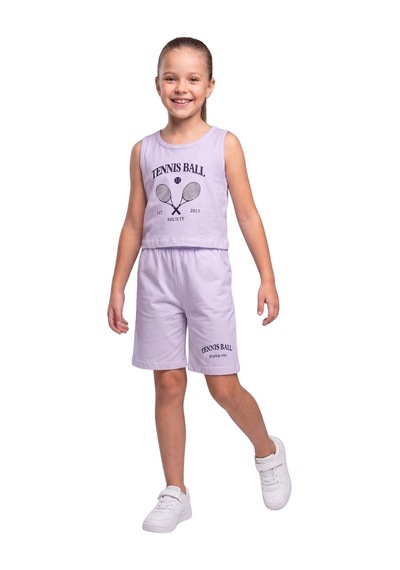 New Kids Kız Takım Çocuk Sıfır Kol Lila Tennis Baskılı Kız Takım -91208
