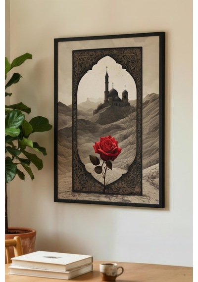 1 Adet Siyah Ahşap Çerçeveli Deniz Ve Sal Temalı Vintage Tablo