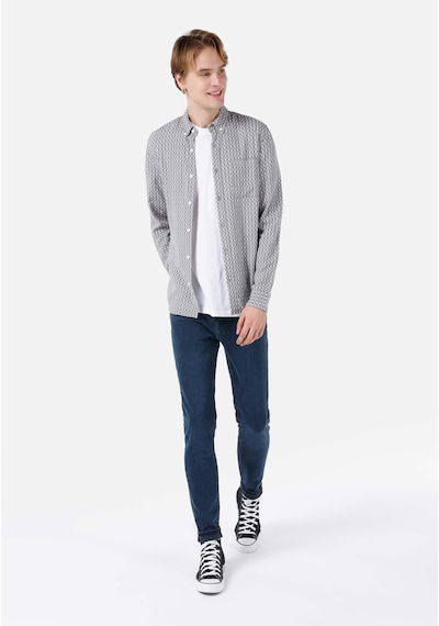 Colin's Colins Slim Fit Shirt Neck Baskılı Erkek Gri Uzun Kol Gömlek Cl1068168 Q1.v1 Gra Gri