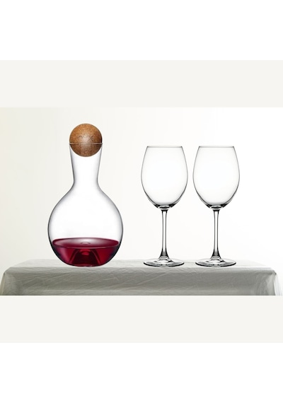 Nude Vintage Kristal Karaf & Paşabahçe Şarap Kadehi- 3 Parça