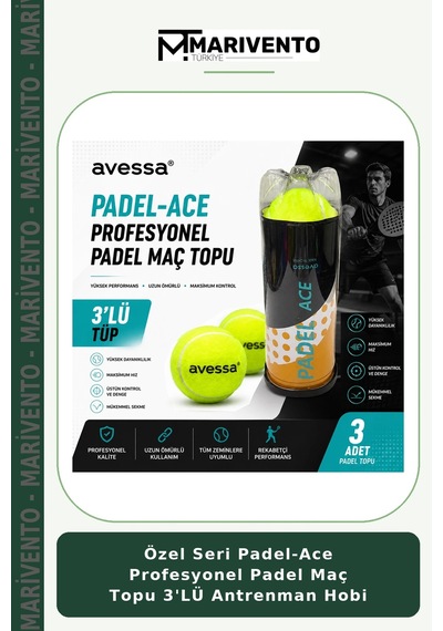 Özel Seri Padel-ace Profesyonel Padel Maç Topu 3'lü Antrenman Hobi