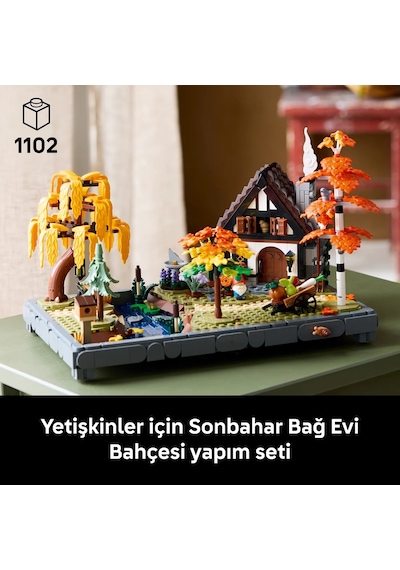 LEGO® Icons Sonbahar Bağ Evi Bahçesi 11372 – Yetişkinler için Mevsimlik Çiçekler İçeren Yaratıcı Model Yapım Seti (1102 Parça)