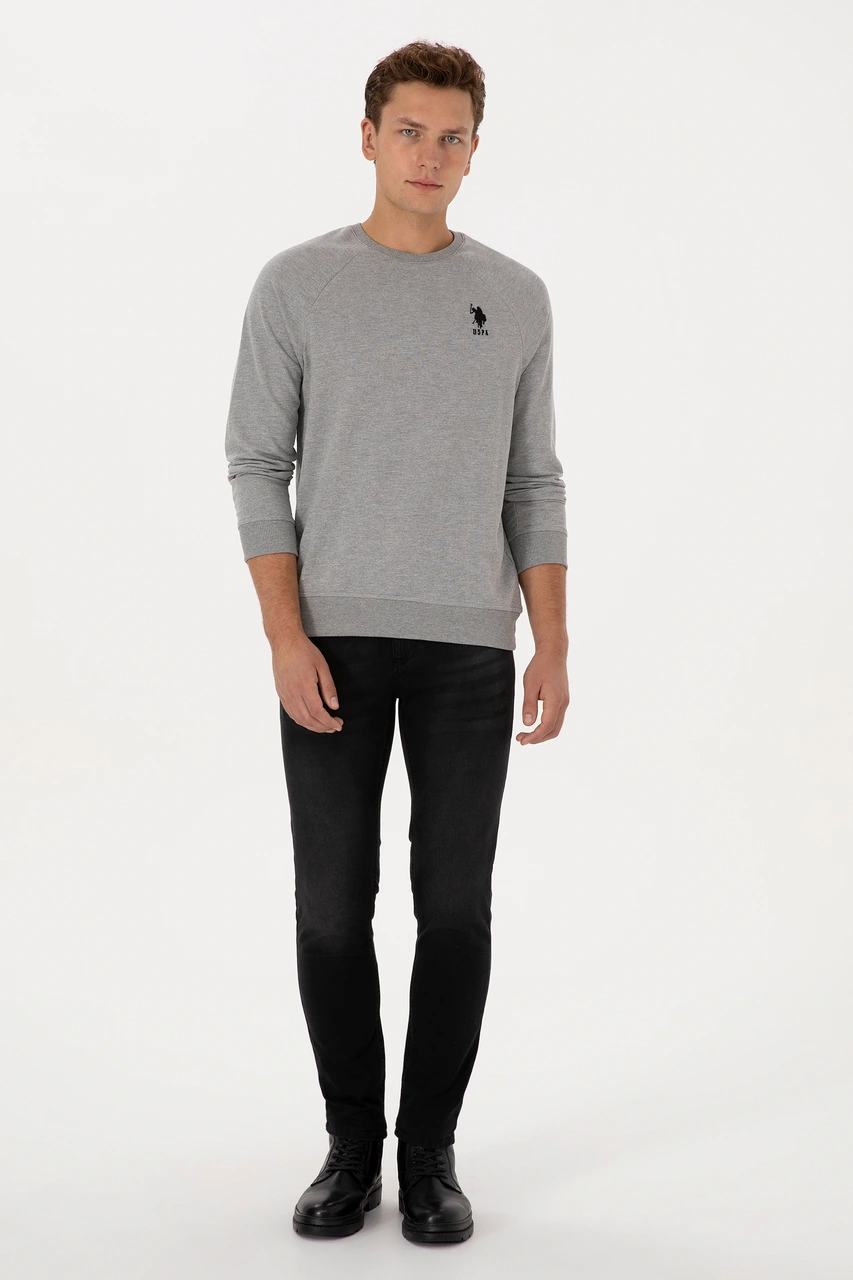 U.S. Polo Assn. Erkek Gri Melanj Basic Sweatshirt 50308103-VR086