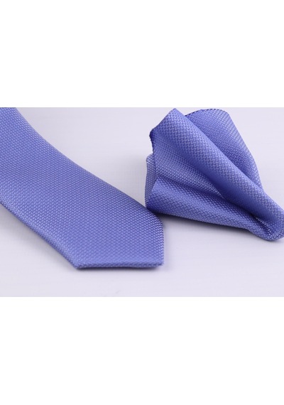 Demfashion Özel Desenli Kravat Mendil Seti - Mavi (533064034) Mavi