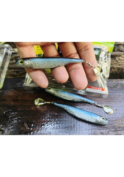 Fish Arrow Flash J Spin Elastomer Sw 10cm 4'' 101 Sardine Silver Silikon Balık 3 Adet