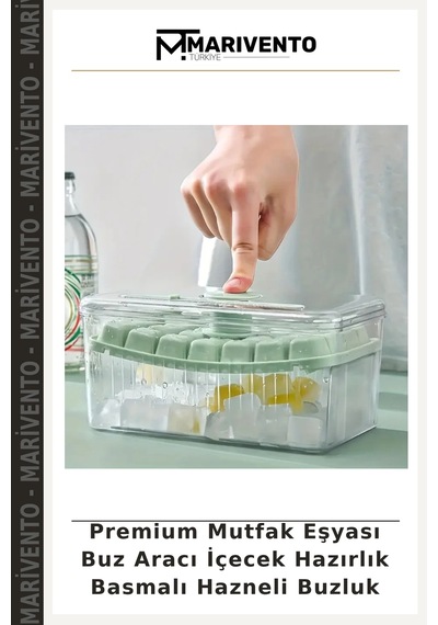 Premium Mutfak Eşyası Buz Aracı İçecek Hazırlık Basmalı Hazneli Buzluk Çok Renkli