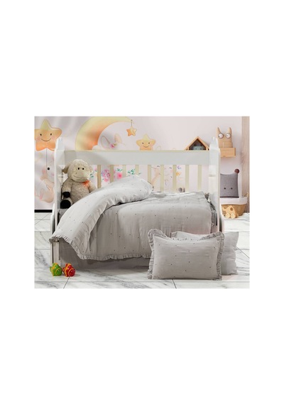 Organik Müslin Zarif Nakış İşlemeli Pembe Bebek Nevresim Takımı Yumuşacık Premium Seri - 4 Parça Pembe - 786770582 Pembe