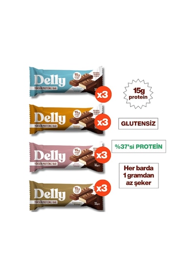 Delly Çikolata Kaplı Yüksek Proteinli Karışık Bar 12 x 40 G