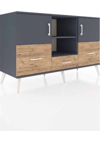 Hyperion Konsol 4 Raflı 3 Çekmeceli 3 Kapaklı 132x44x83 Antrasit-antrasit/çam Antrasit/çam Hyperion Konsol 4 Raflı 3 Çekmeceli 3 Kapaklı 132x44x83 Antrasit-antrasit/çam Antrasit/çam