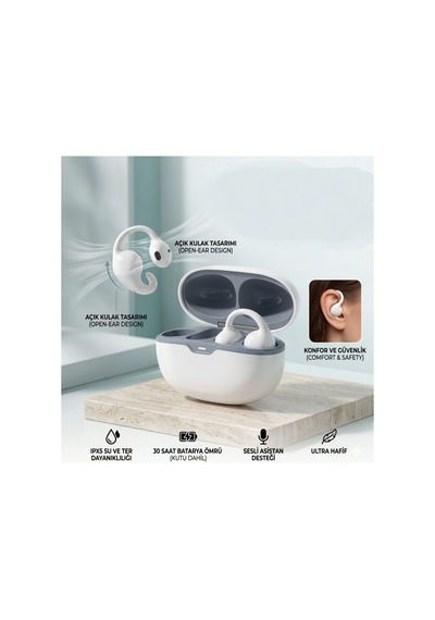Klipsli Kablosuz Kulaklık Açık Tasarım, Bluetooth 5.4, Enc Gürültü Engelleme Beyaz - 874690435
