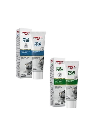 2'li Kedi Bakım Seti: Malt Paste Tüy Yumağı Macunu Ve Multi Paste Multivitamin 2 X 100g 2'li Kedi Bakım Seti: Malt Paste Tüy Yumağı Macunu Ve Multi Paste Multivitamin 2 X 100g