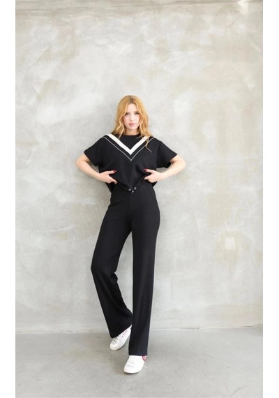 Freedom Store Kadın Osy Modal Yumuşak Dokulu Bisiklet Yaka Parçalı Detaylı Kısa Kollu Takım - Siyah Freedom Store Kadın Osy Modal Yumuşak Dokulu Bisiklet Yaka Parçalı Detaylı Kısa Kollu Takım - Siyah