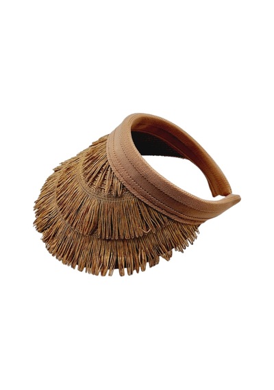 Tezzgelsin Kadın Püsküllü Hasır Vizör Şapka Camel