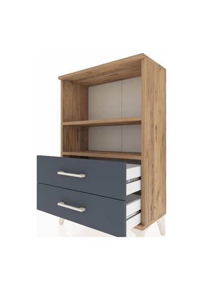 Arges Komodin 2 Raflı 2 Çekmeceli 60x30x96 Çam-antrasit Çam