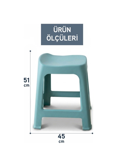 İronika 6'lı Plastik Kavisli İstiflenebilen Ortopedik Rahat Tabure - Turkuaz