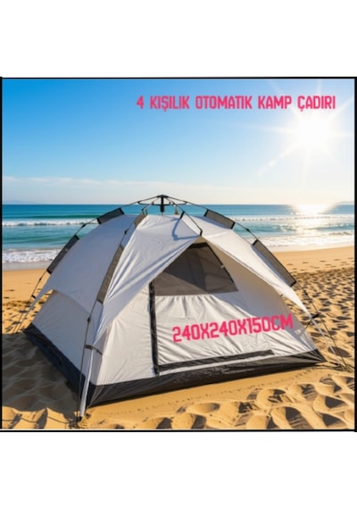 Uyguna-yakala 240x240x150cm 4 Kişilik Otomatik Kurulum Kamp Çadırı-206-4 Çok Renkli